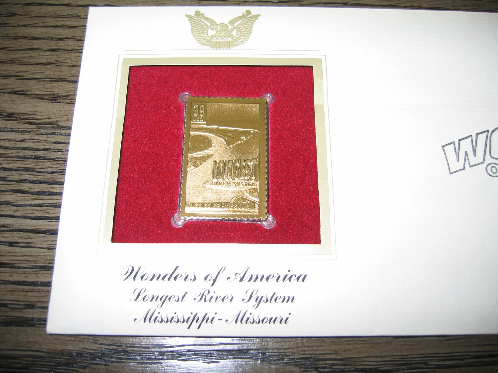 2006 Wonders of America Longest River System Replica Gold Golden Cover Stamp