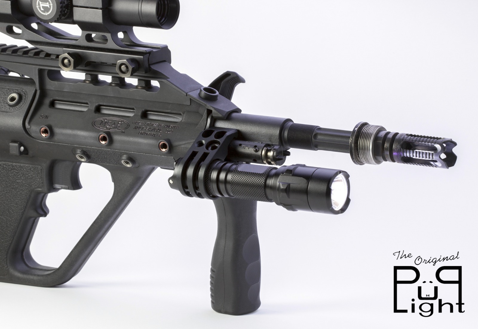 The Original PuP Light Flashlight Mount for Steyr AUG & Microtech MSAR Rifles