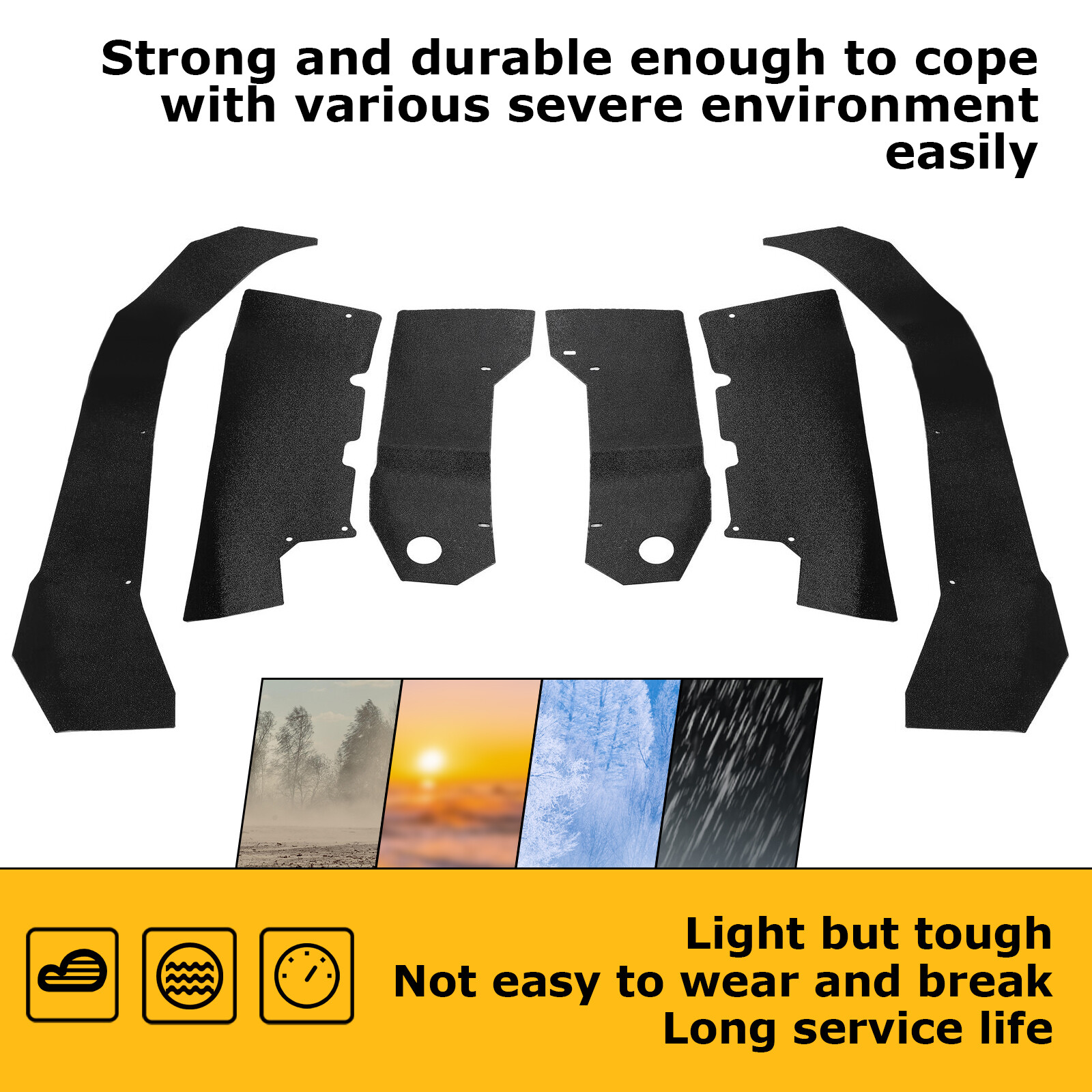 6PCS Fender Flares Overfenders For Yamaha Wolverine RMAX2 1000 2021-2024 Black