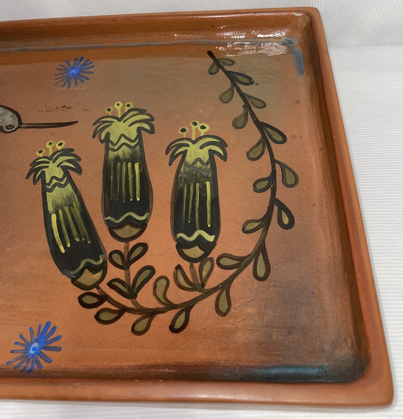 Seminario Peru Terracotta 15 Inch Tray Hand Crafted Hand Painted