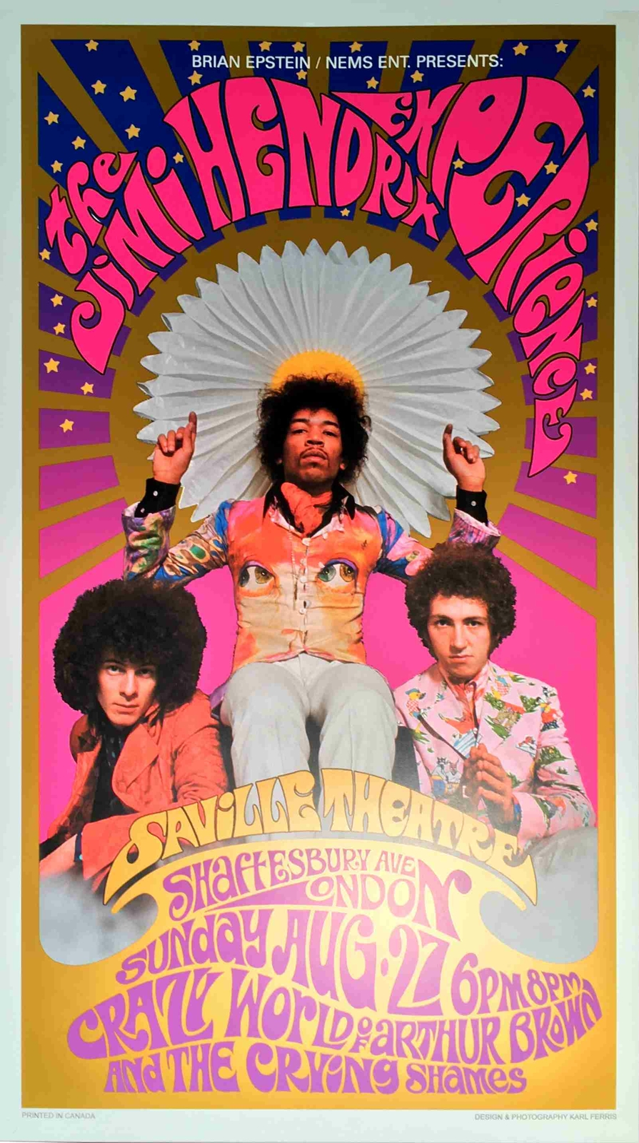 Jimi Hendrix Experience Poster for 1967 Saville Theater Performance Karl Ferris