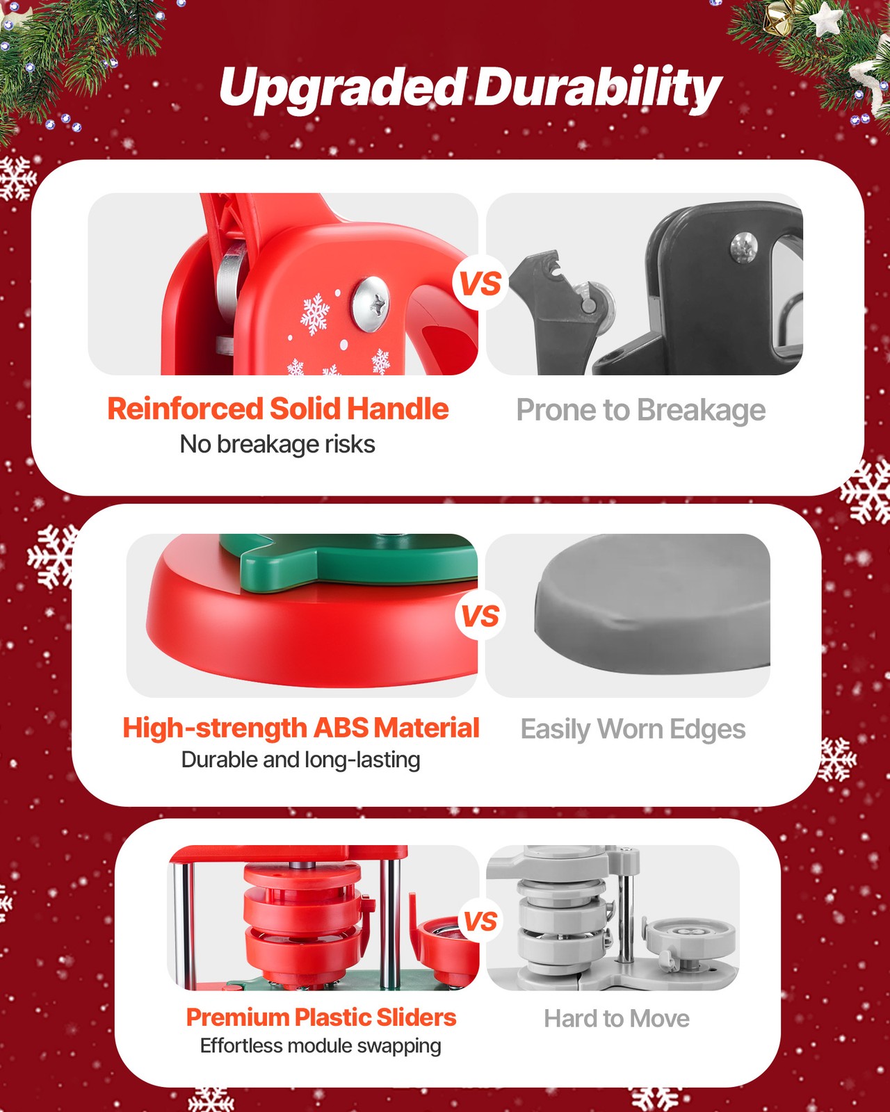 VEVOR Button Maker Machine Plastic Pin Maker 2.28 in 100pcs Button Parts Red