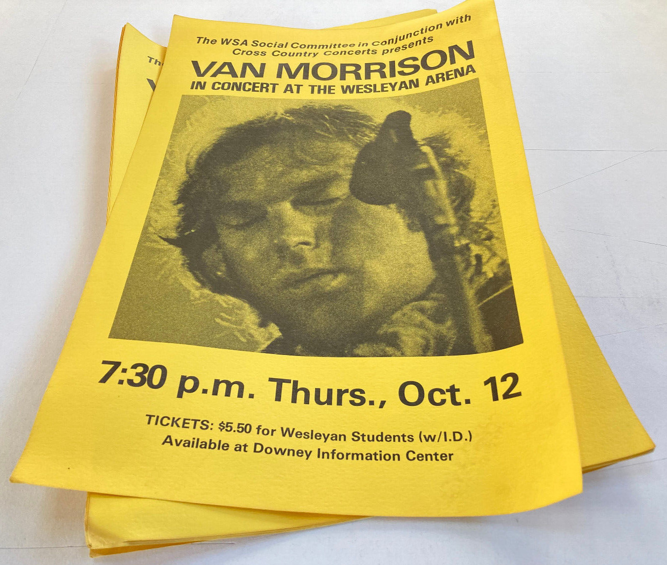 Vintage original 1978 Van Morrison concert poster Wesleyan University Wavelength