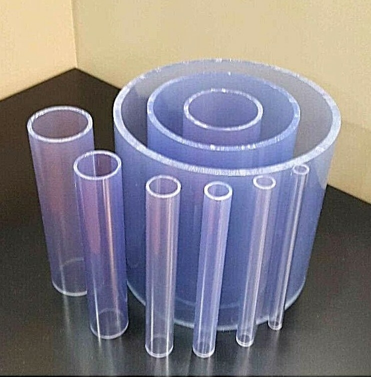 Any Size Diameter Clear PVC Pipe 1/2"-12" Inch (1'-5' foot length)