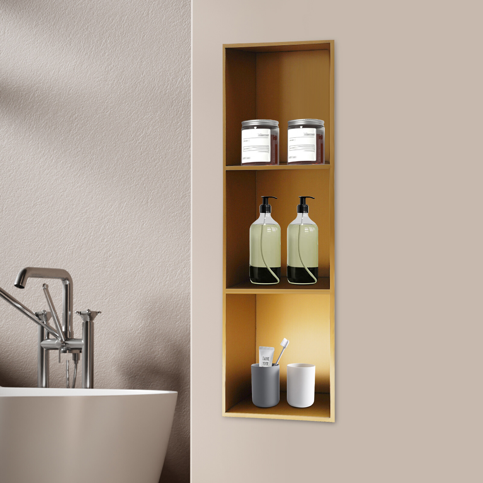 3 Tiers Recessed Bathroom Shower Shelf Shower Wall Niche Shower Storage Shelf