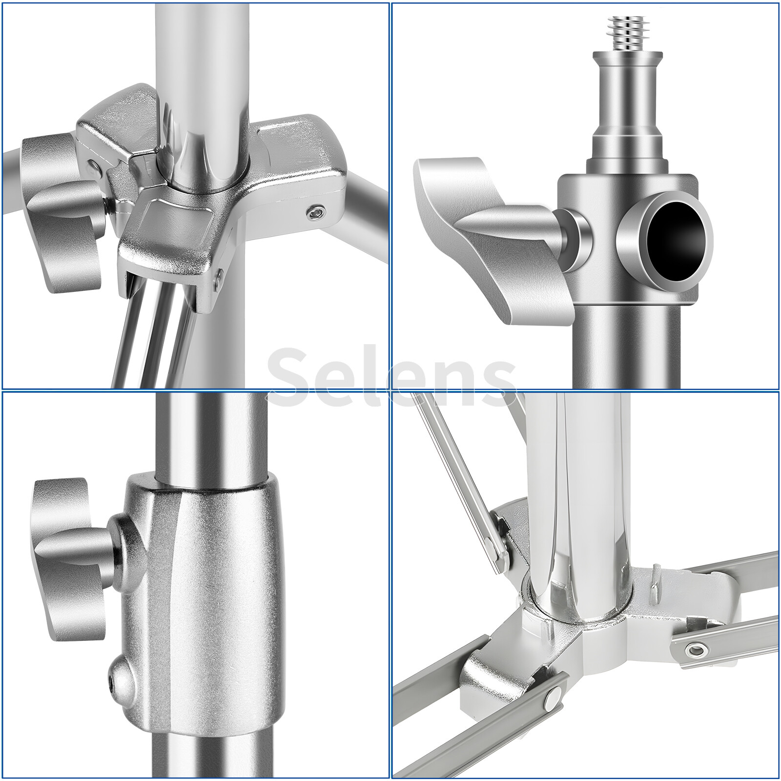 2PCS Heavy Duty Light Stand Tripod Spring Damped Stainless Steel 9.2ft