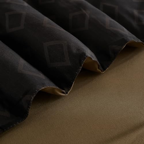 Comforter Set Size,Boho Striped Bed in a Bag,7 Piece Plaid Queen Brown