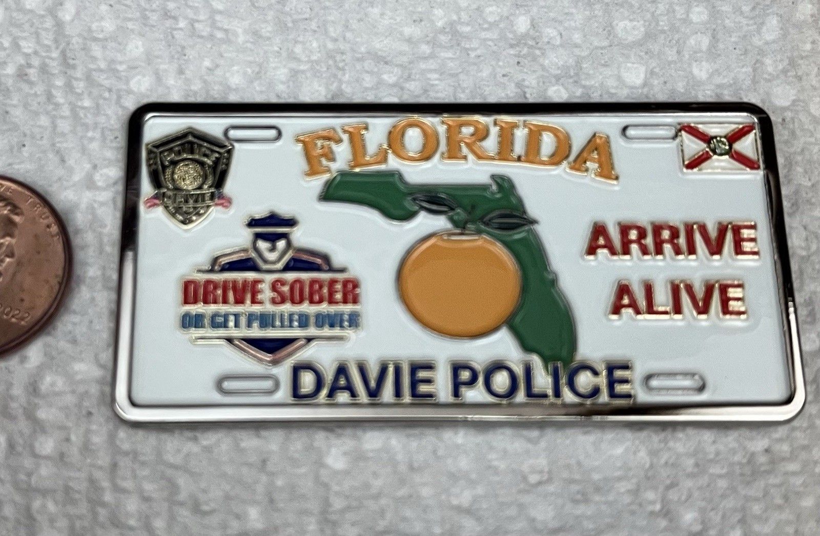 Police Challenge Coin Florida License Plate