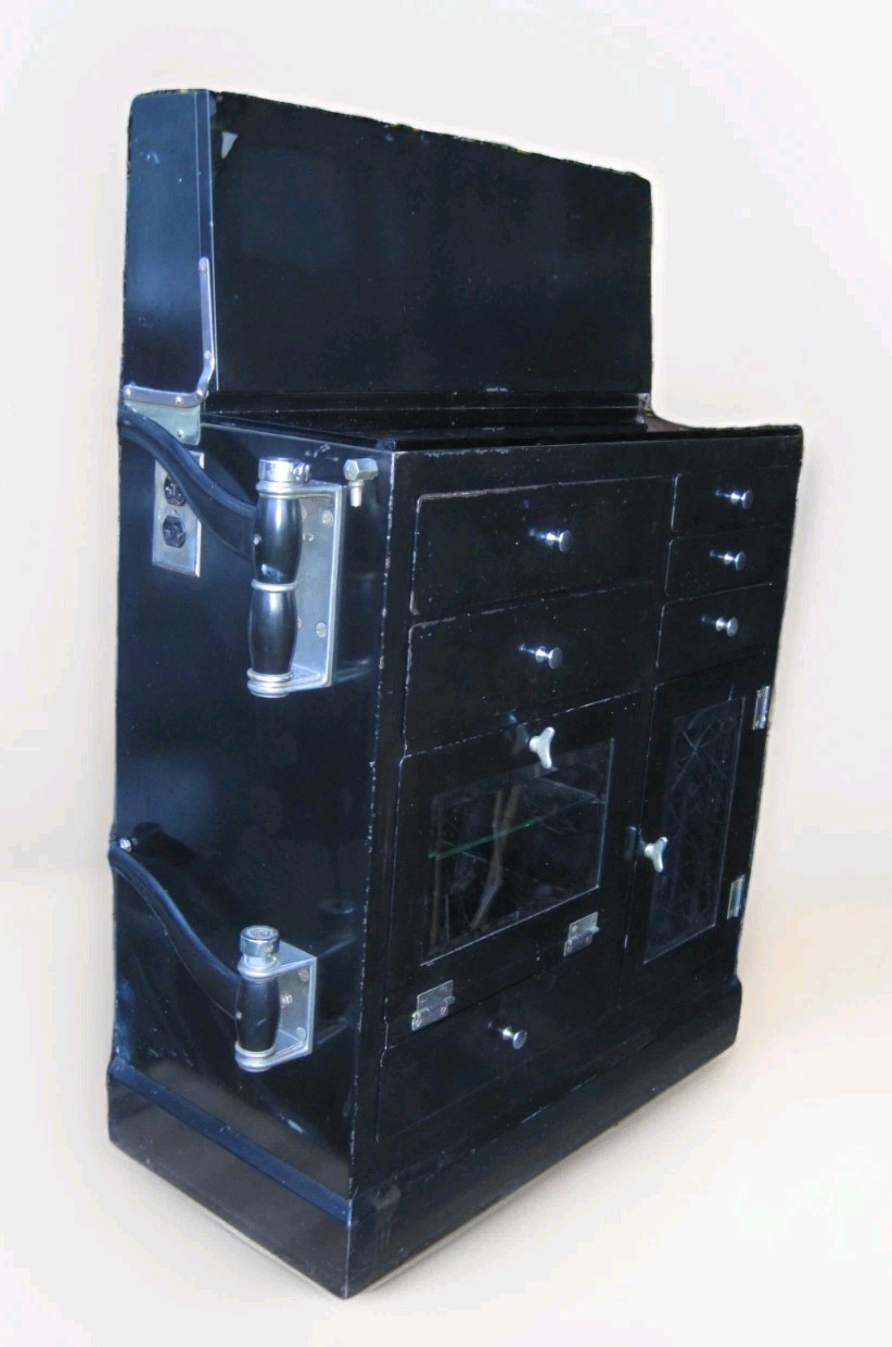 Antique Medical Podiatry Dental Metal Glass Cabinet w/ Bottles Electric Bosworth