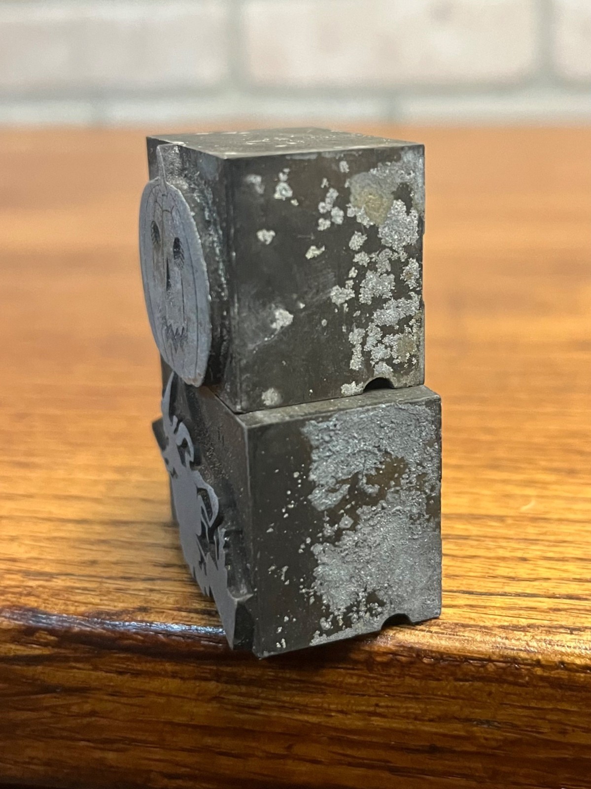 Antique Vintage Halloween Flying Witch & JOL Metal Letterpress Printing Blocks