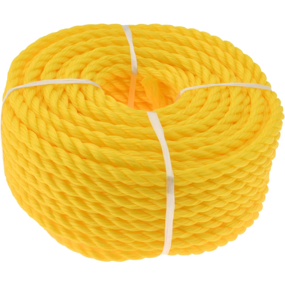 3/8 100ft Yellow Twisted Poly Floatable Rope-Corrosion Resistant UV Resistant