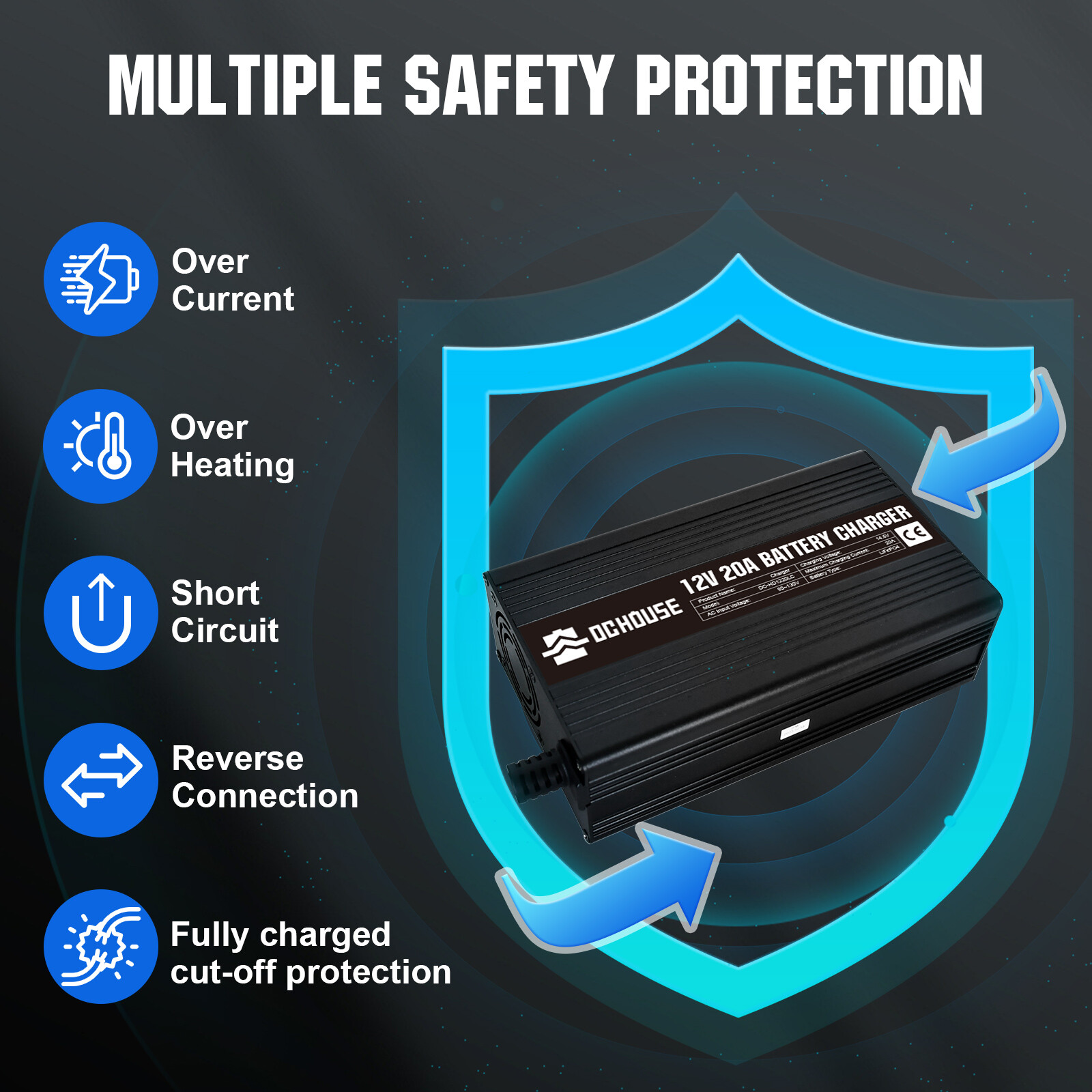 12V 14.6V 4A 10A 20A Lithium Iron Phosphate (LiFePO4) Battery Smart Charger