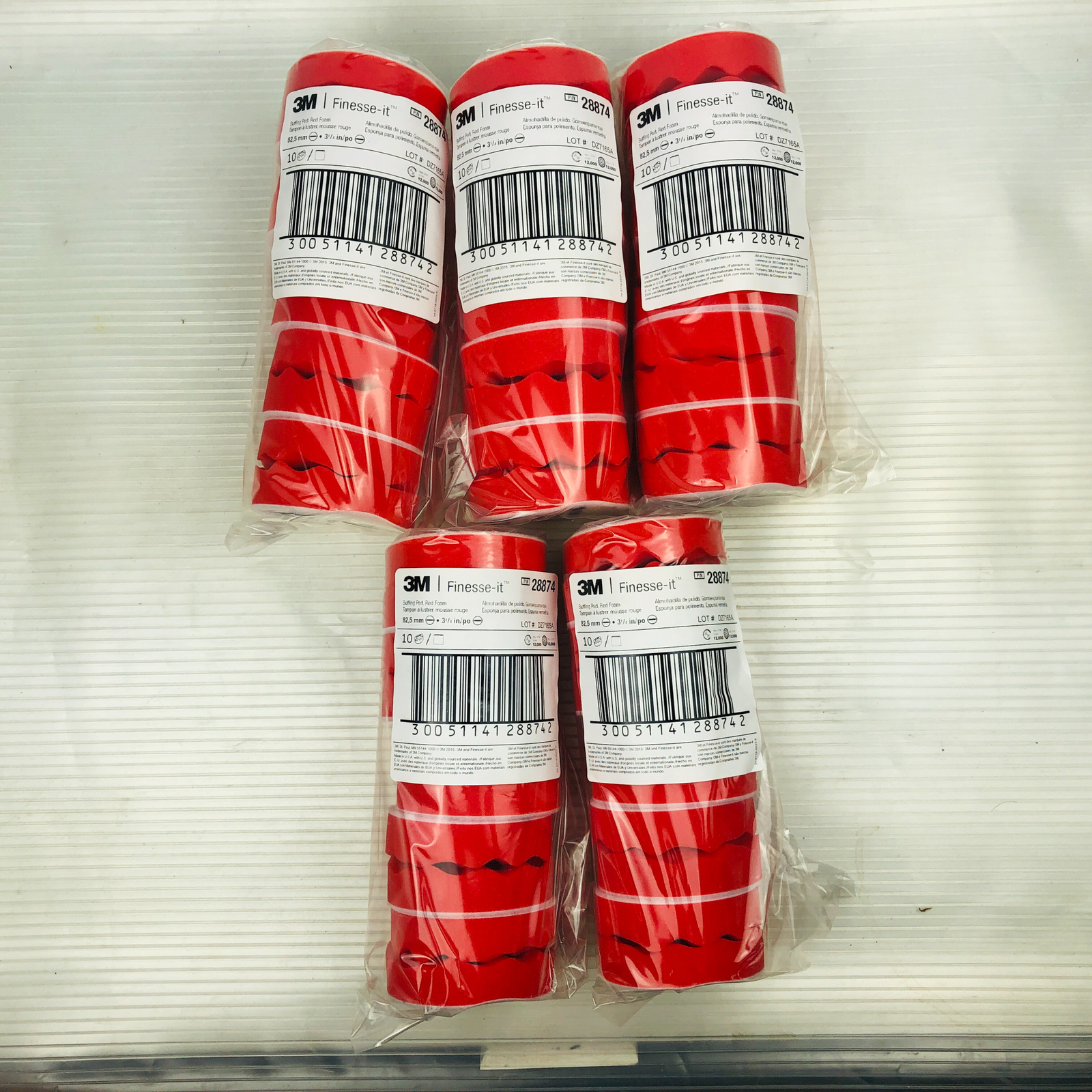 50pk/Case 3M Buffing Pad Finesse-It 28874 Red Foam Waffle Face 3-1/4 Inch New