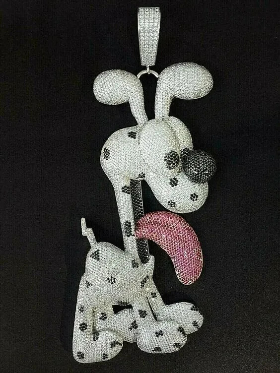 3Ct Round Cut Real Moissanite Customized Cartoon Pendant 14K White Gold Plated