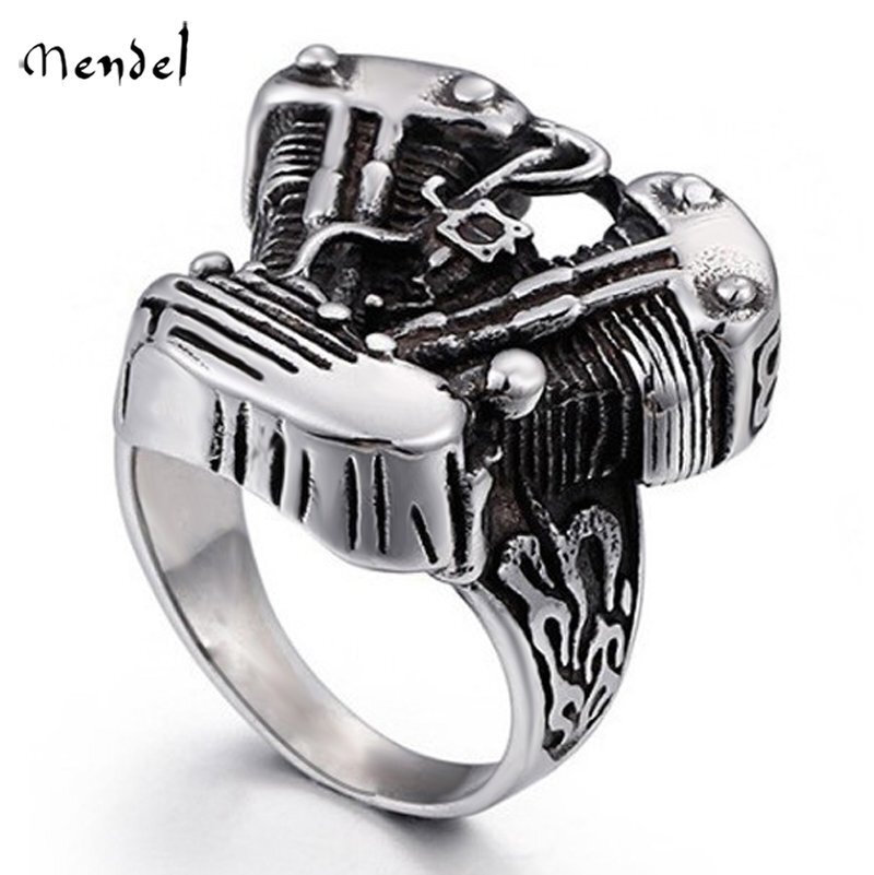 MENDEL Mens Motorcycle Biker Engine Ring Stainless Steel Size 8 9 10 11 13 14 15