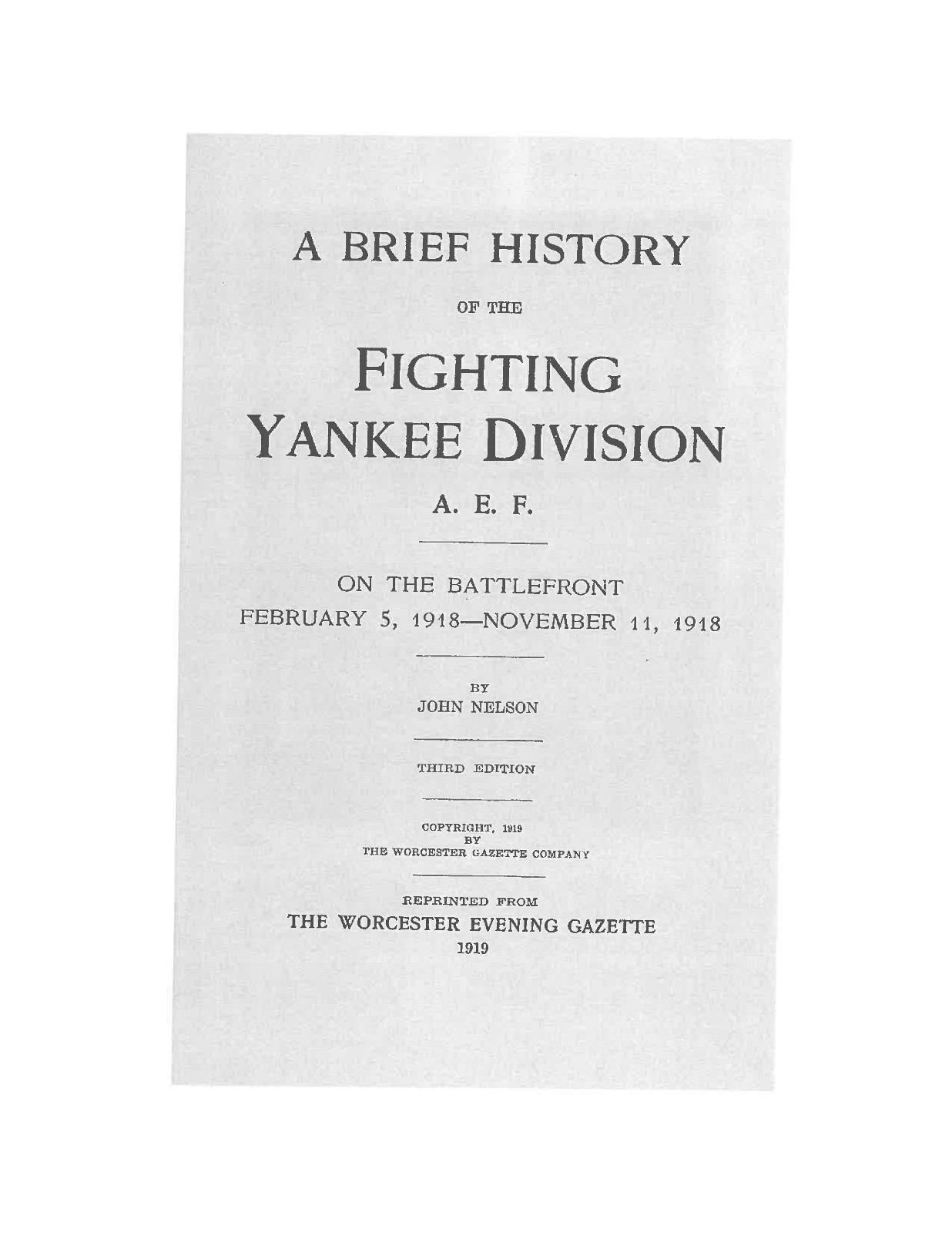 World War I Massachusetts Army NG WW I 26th Infantry Division History Book