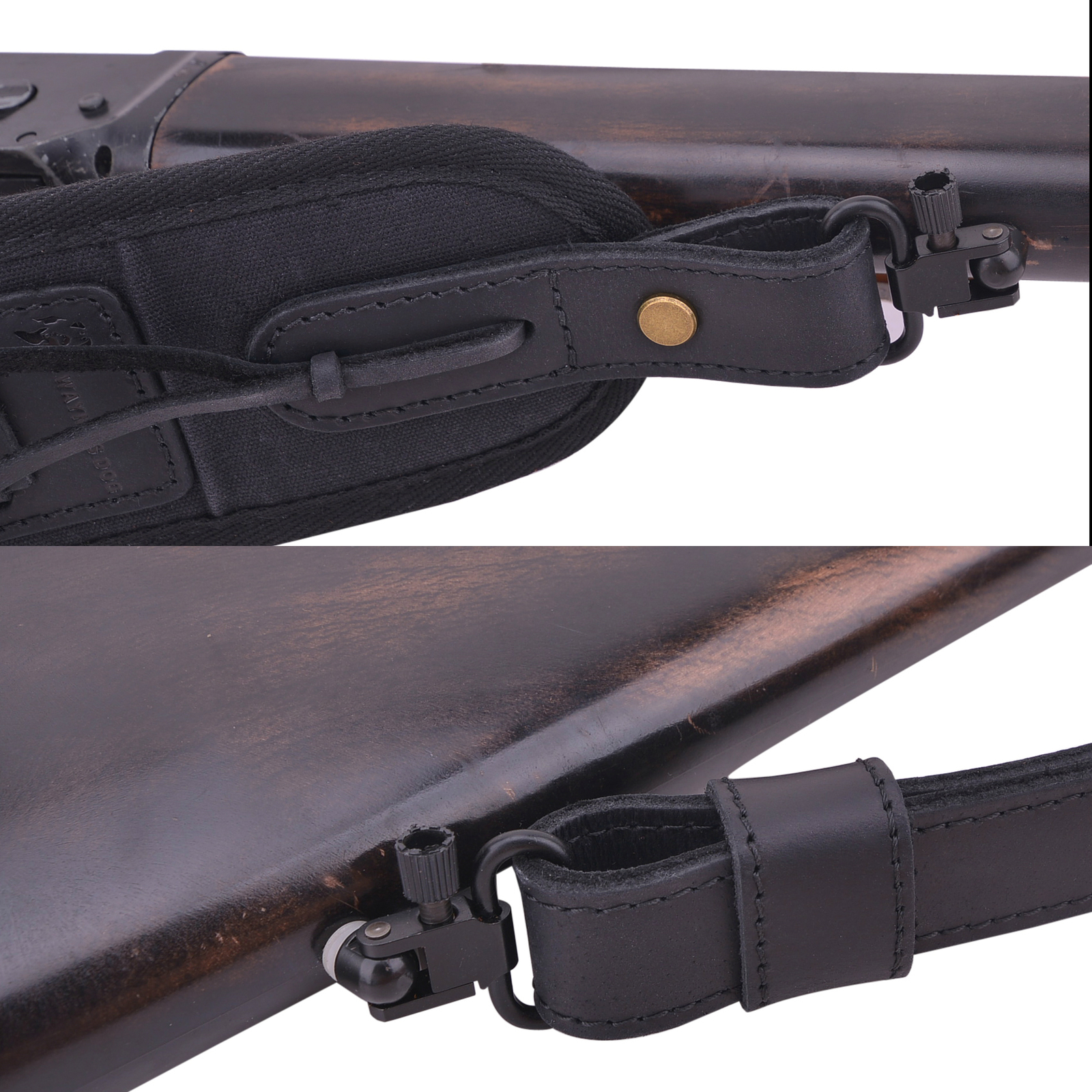 WAYNE'S DOG Durable Leather Rifle Sling Shotgun Strap for .22MAG.30/30.308 12GA