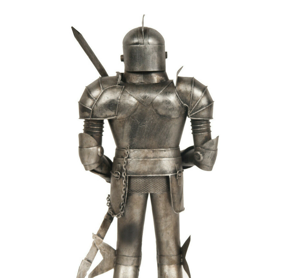 Medieval Knight Suit Of Armor Statue w Sword Metal Model 18" Figurine Home Decor