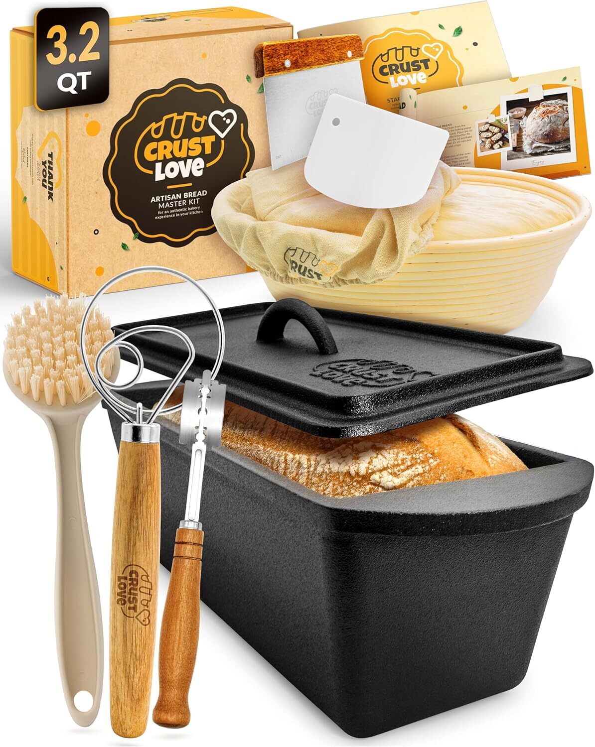 Rectangular Cast Iron Dutch Oven for Bread Baking - incl. Sourdough Bread Baking