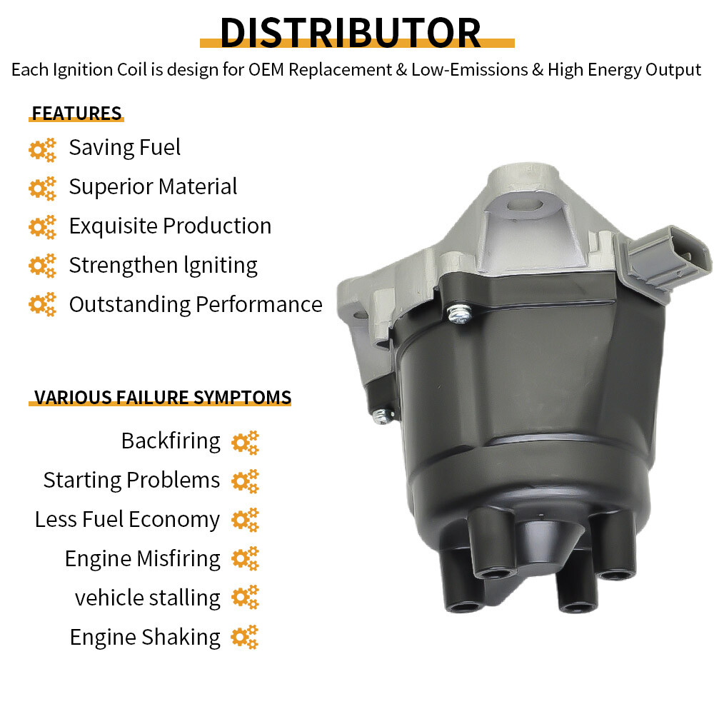 Distributor w/ Cap&Rotor +Wire +Spark Plug for Honda Accord EX LX 2.3L 1998-2002