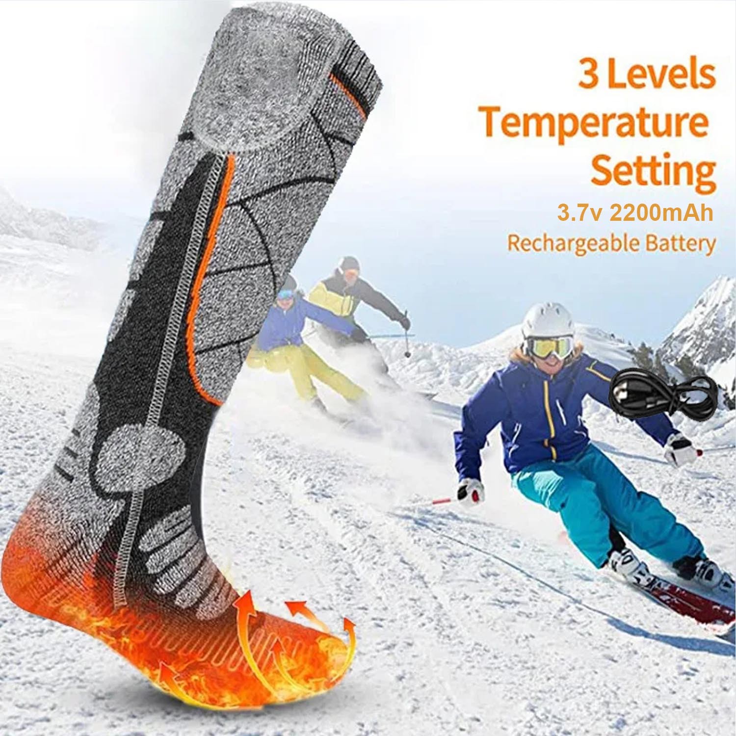 Electric Heated Socks Rechargeable Battery Men Women Winter Foot Warmer