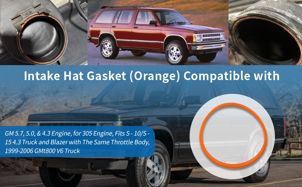 Intake Hat Gasket (Orange)Fits GM 5.7,5.0,&4.3,305 Engine S-10/S-15 4.3 15998532
