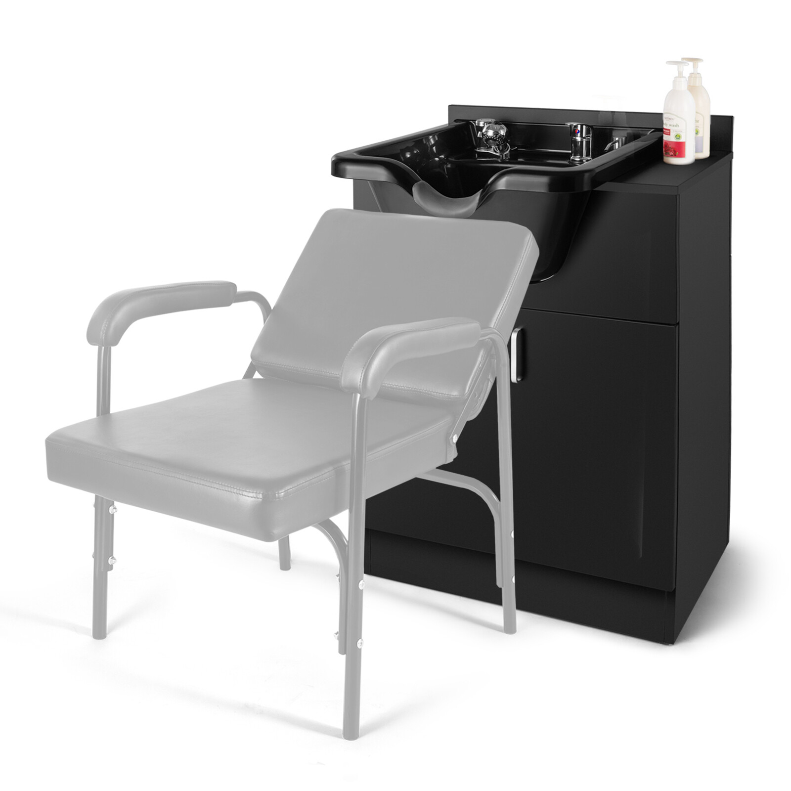 Backwash Sink Station Shampoo Bowl Beauty Spa Salon Hair Barber Equipment Black