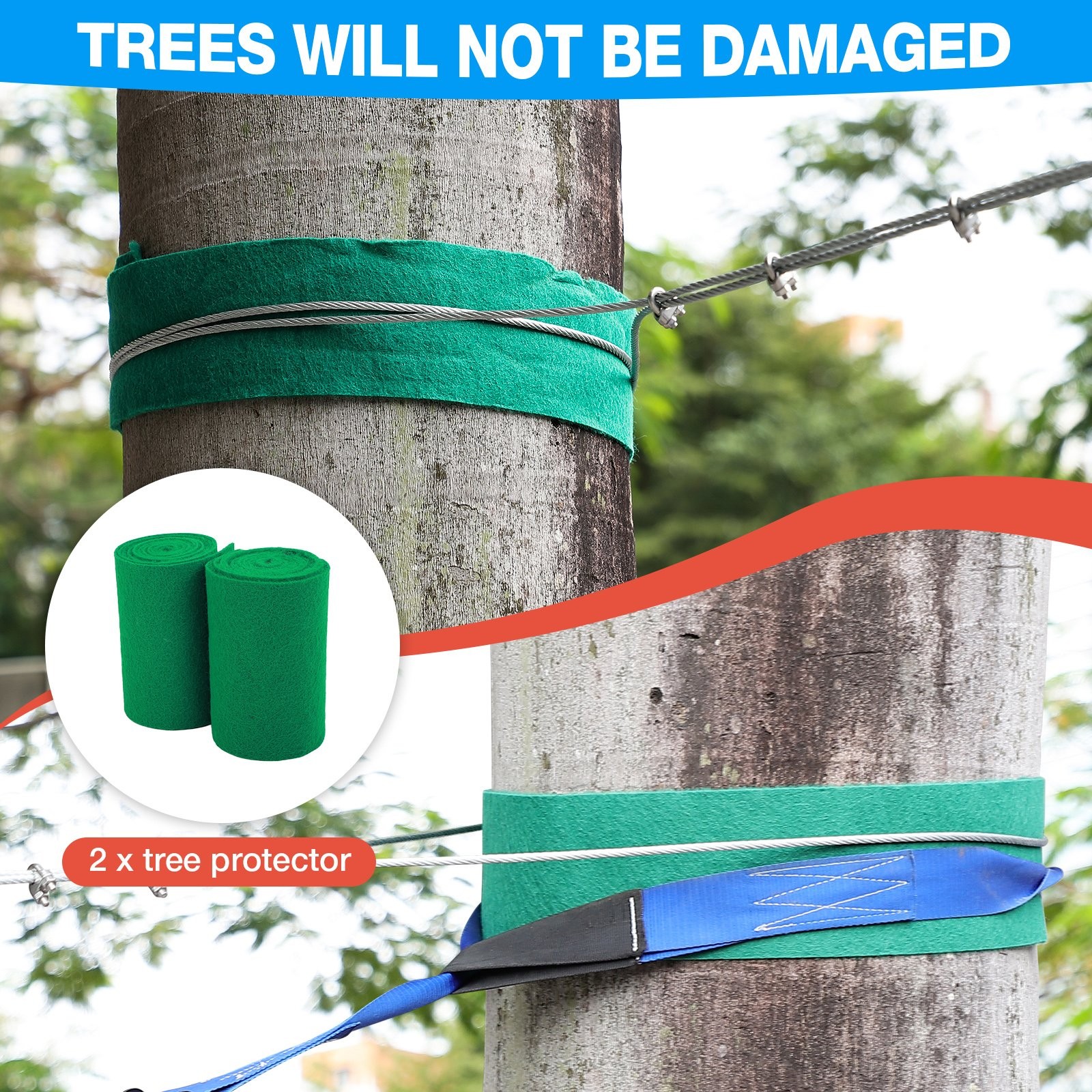 250FT Zipline for Backyard Kids - Up To 400LBS Quickly Tighten Zipline Kit