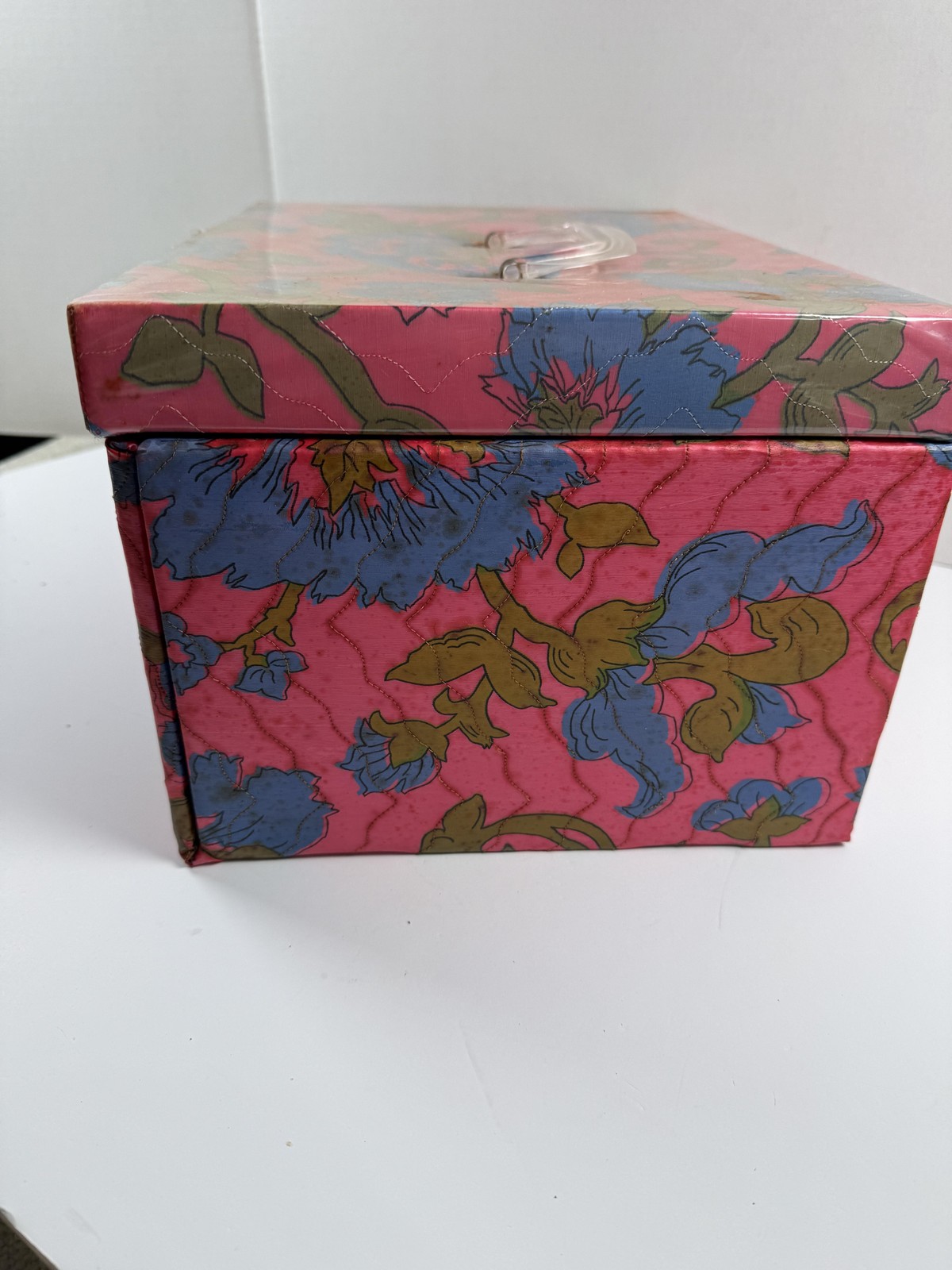 Vintage Sewing Box Kit Pink Floral Portable Sewing Case Box Organizer 60's