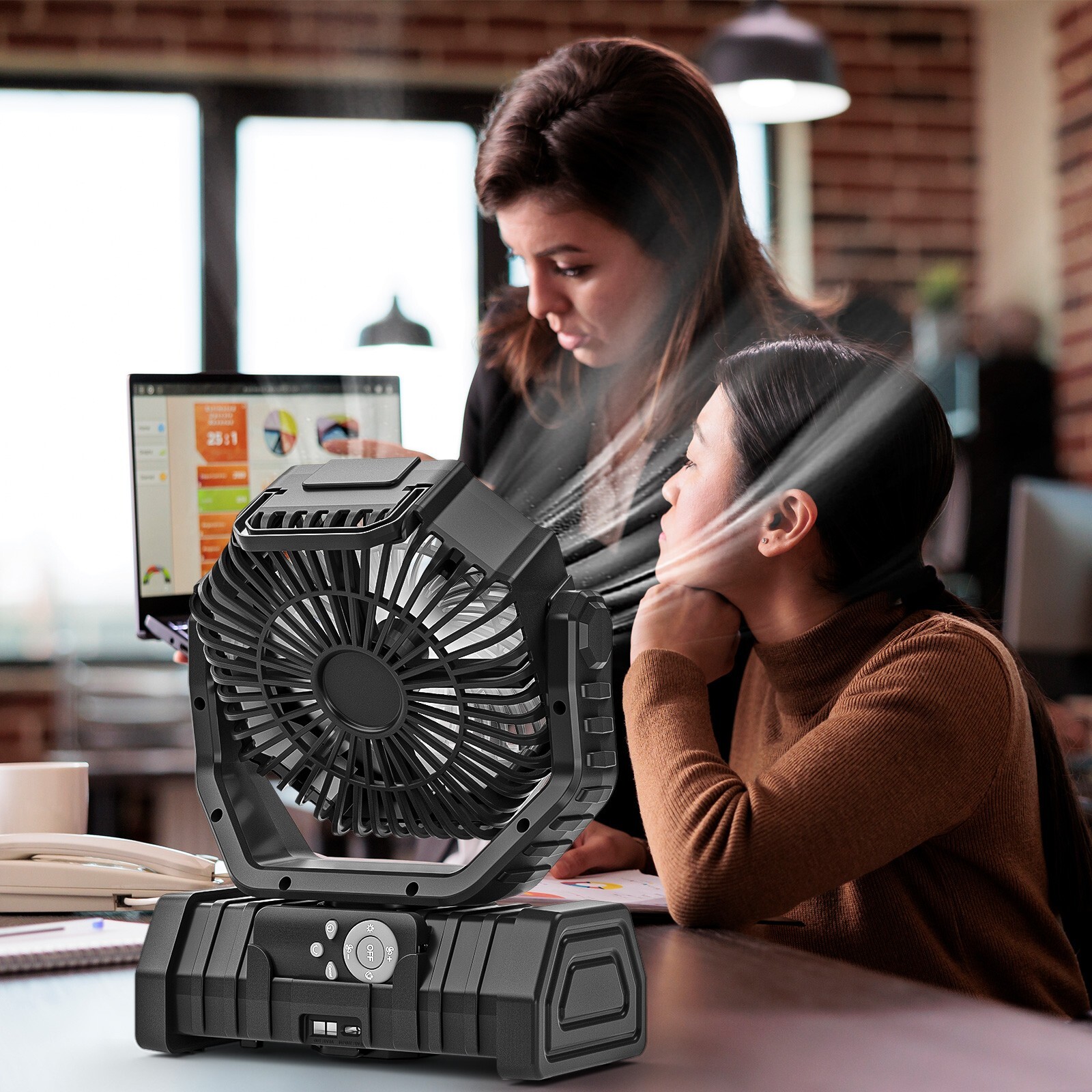 Camping Fan, 20000mAh 96Hrs Rechargeable Portable Fan with LED Lights & 4 Speeds