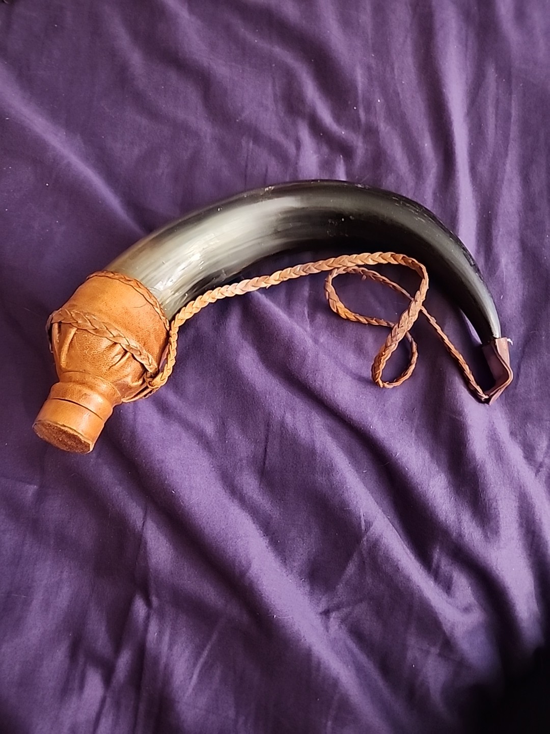Rare | Handmade Bull Horn Drinking Flask Leather | Vintage HTF Fun Unique Viking