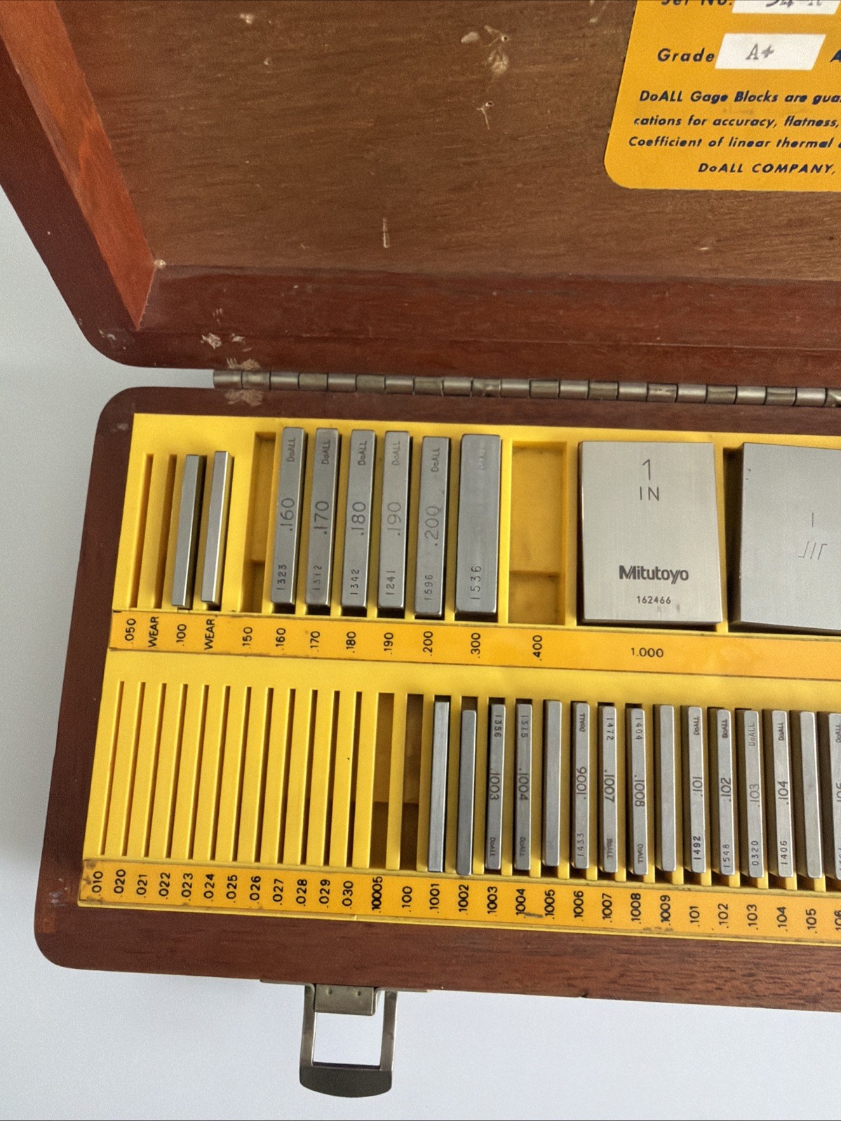 DoAll Gage Block Set 34R, A+ Gauge Block Set In Case, Incomplete
