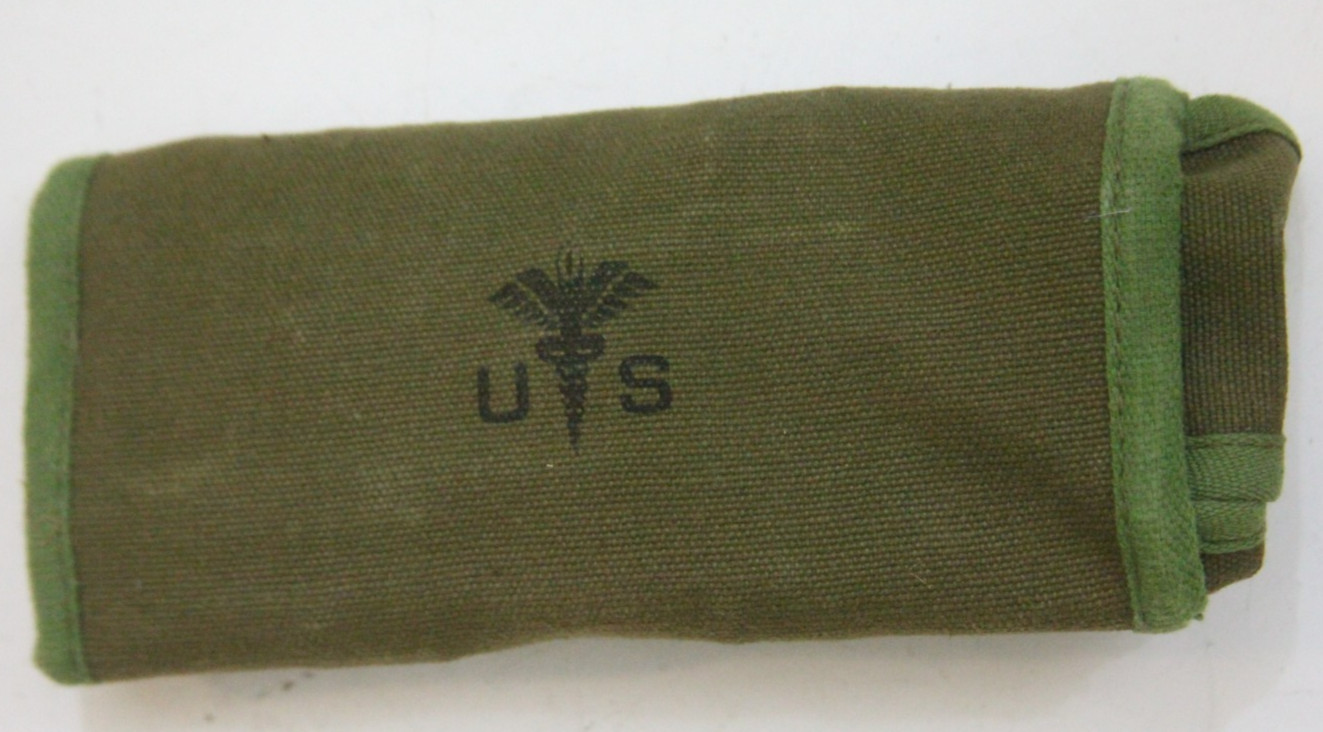 Vintage US Military Surgical Instrument Kit Green Minor Field Surgery Tool BB624