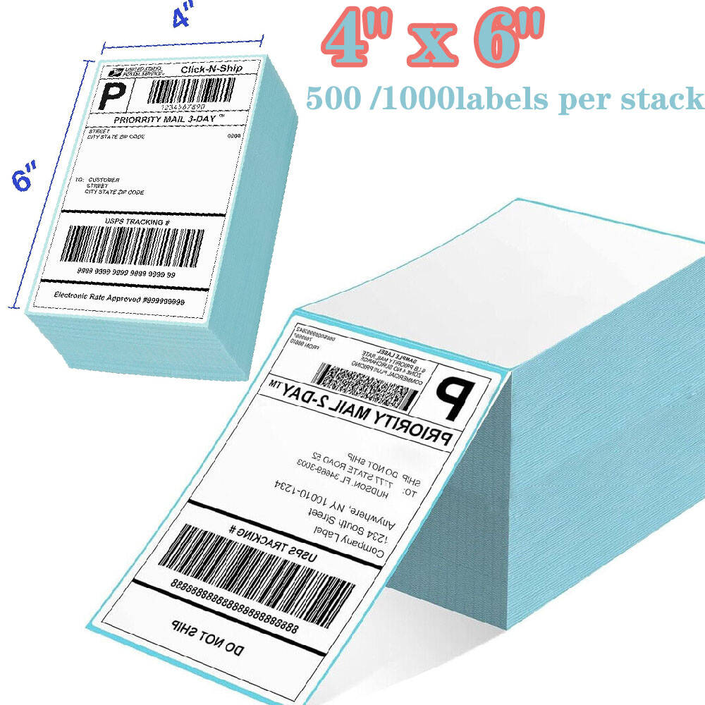 500/1000 4"x6" Fanfold Direct Thermal Shipping Labels for Zebra & Rollo Printers