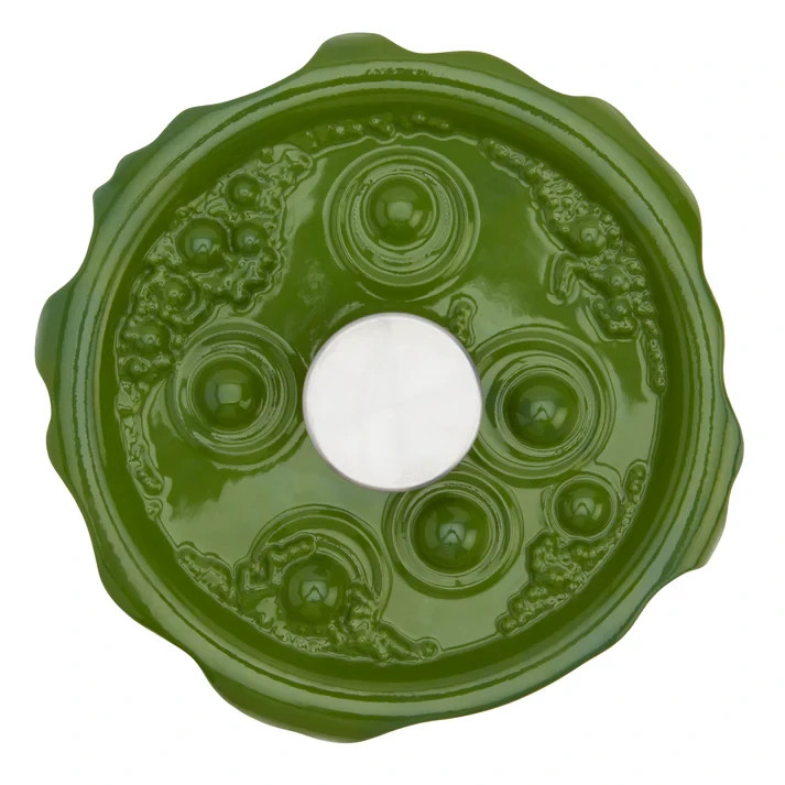 4-Quart Cast Iron Cauldron Pot Green Bubbling Lid Halloween Decor