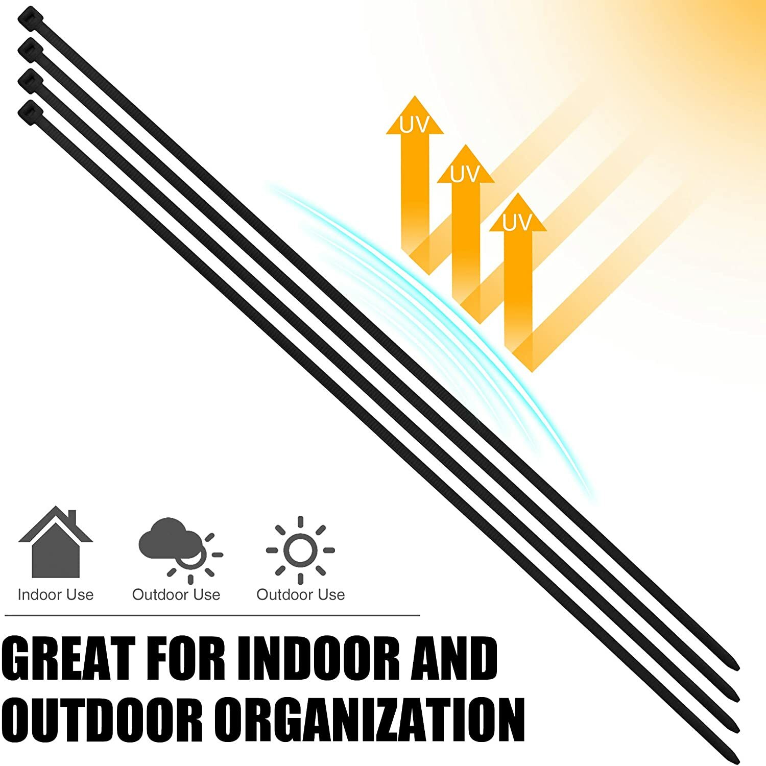 100Pcs 14" Cable Ties Heavy Duty 75LBS Ultra Nylon Wrap Wire Zip UV Resistant