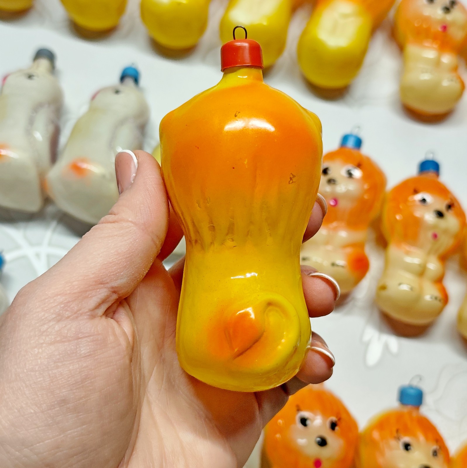 Vintage glass Christmas Ornament animals decoration soviet USSR