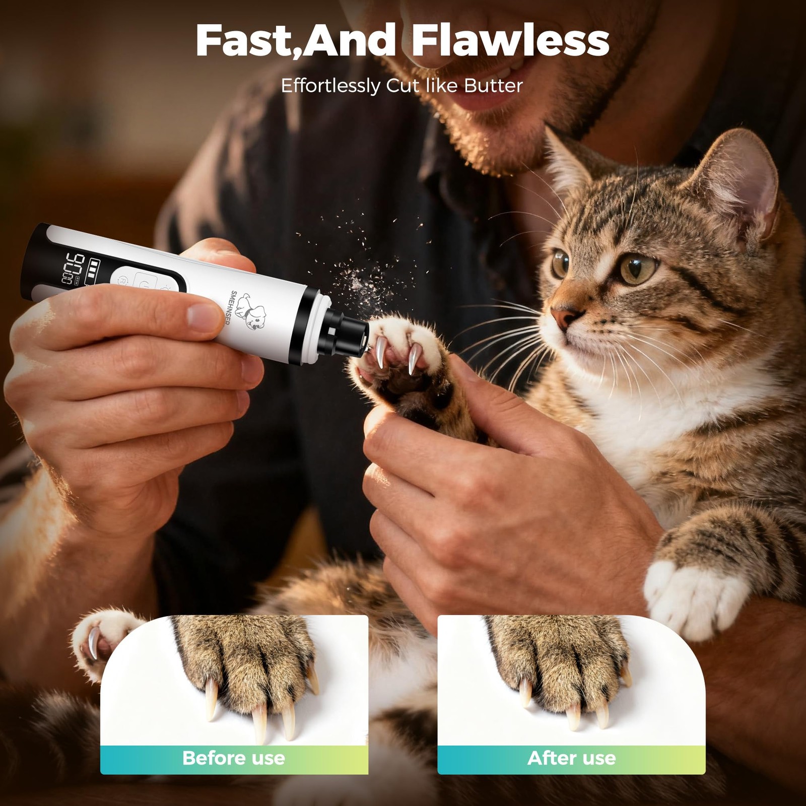 Upgraded Silent Dog Nail Grinder, Cordless Grooming Pro Nail Grinder with 3 A...