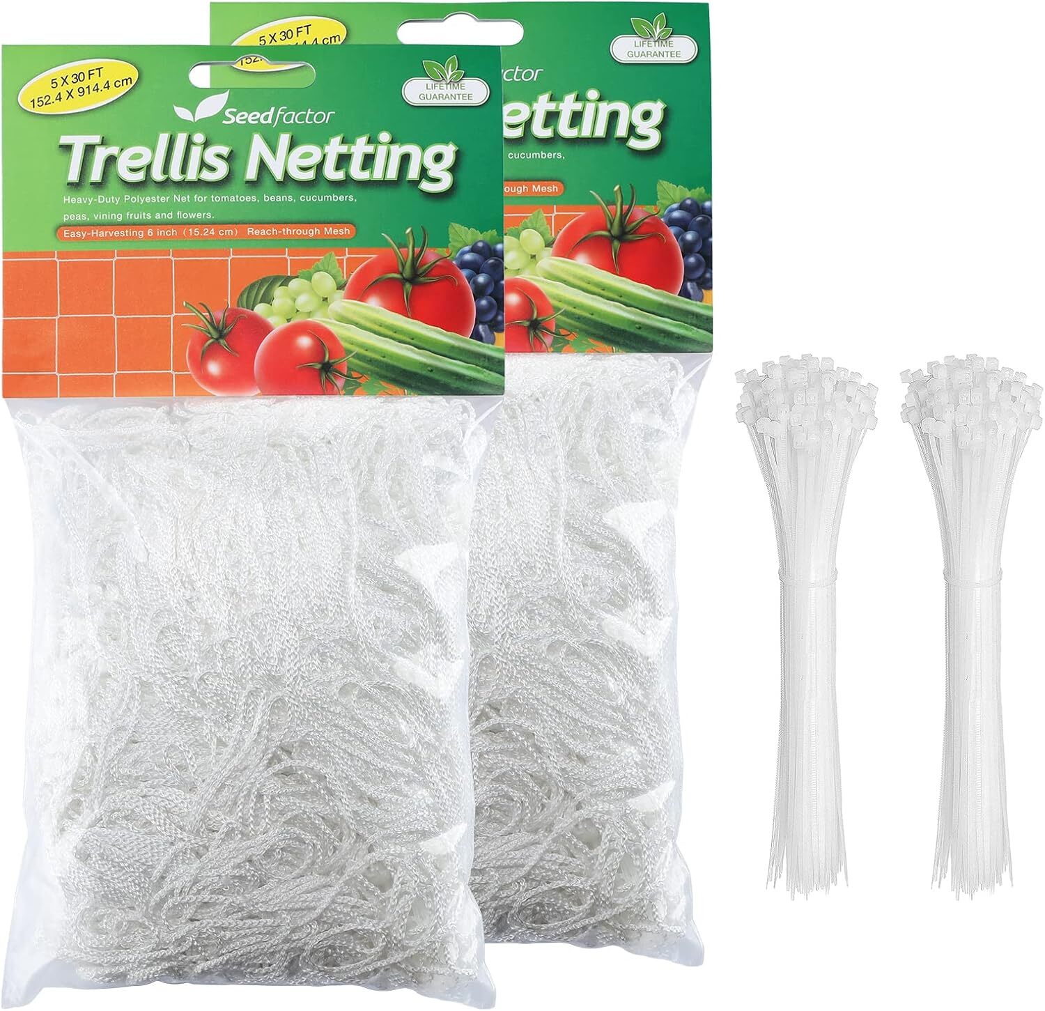 Seedfactor Plant Trellis Netting Garden HeavyDuty Polyester Grow Net +SquareMesh