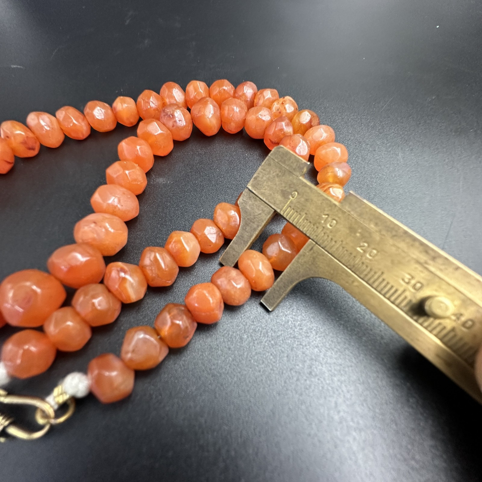 Vintage Himalayan Tibetan Carnelian Faceted Agate Beads Necklace