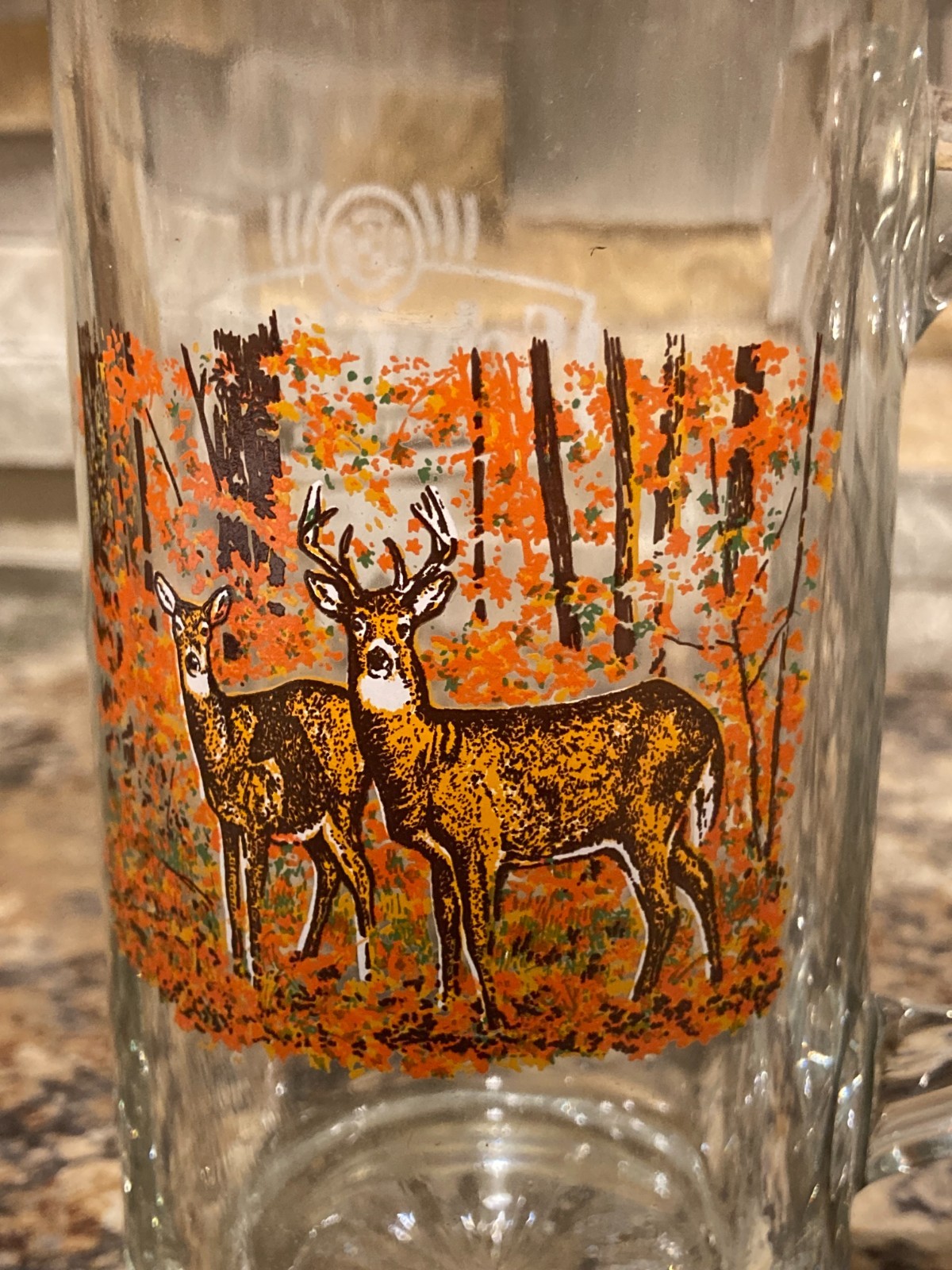 Schmidt's Glass Beer Mug "Collector's Series III" ~ Whitetail Deer / Buck