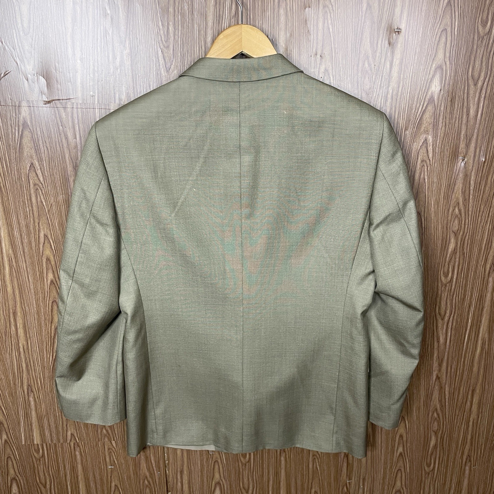 Jones New York 2 Piece Suit Mens 40S 32x30 Beige Solid Wool Silk Three Buttons