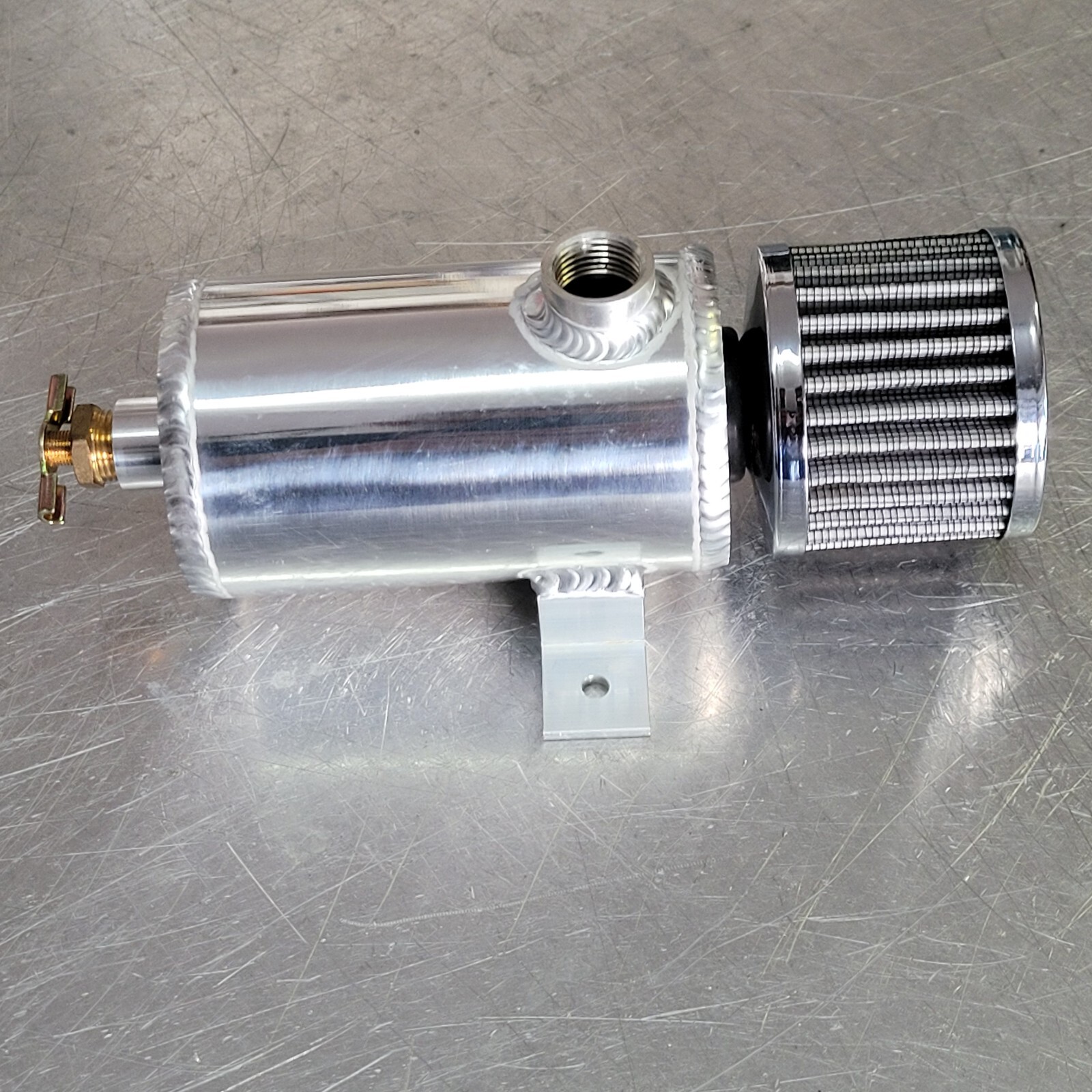 1/2 Inch NPT Aluminum baffled oil catch can breather tank for vacuum pump