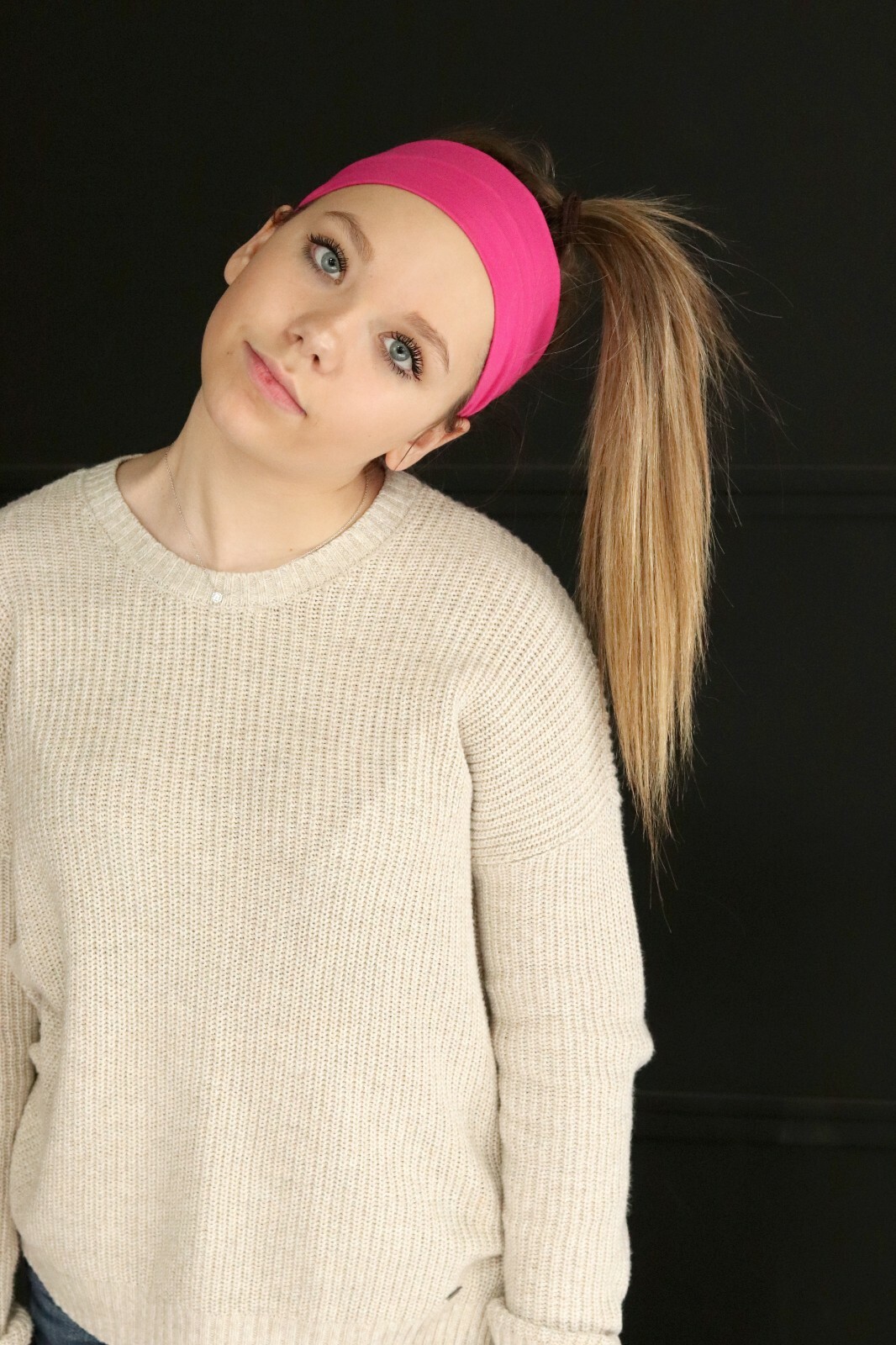 Cotton Headbands Soft Stretch Headband Sweat Absorbent Elastic Head Band Black