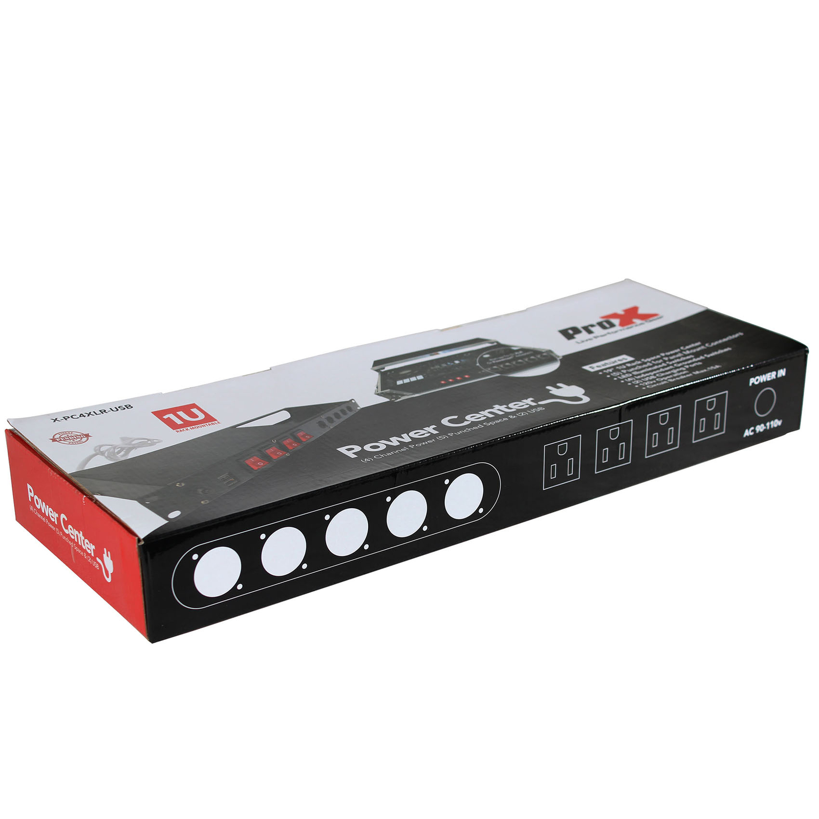 ProX X-PC4XLR-USB 1U 15Amp Circuit 4CH Switch Panel W-2 USB and 5 Punched Space