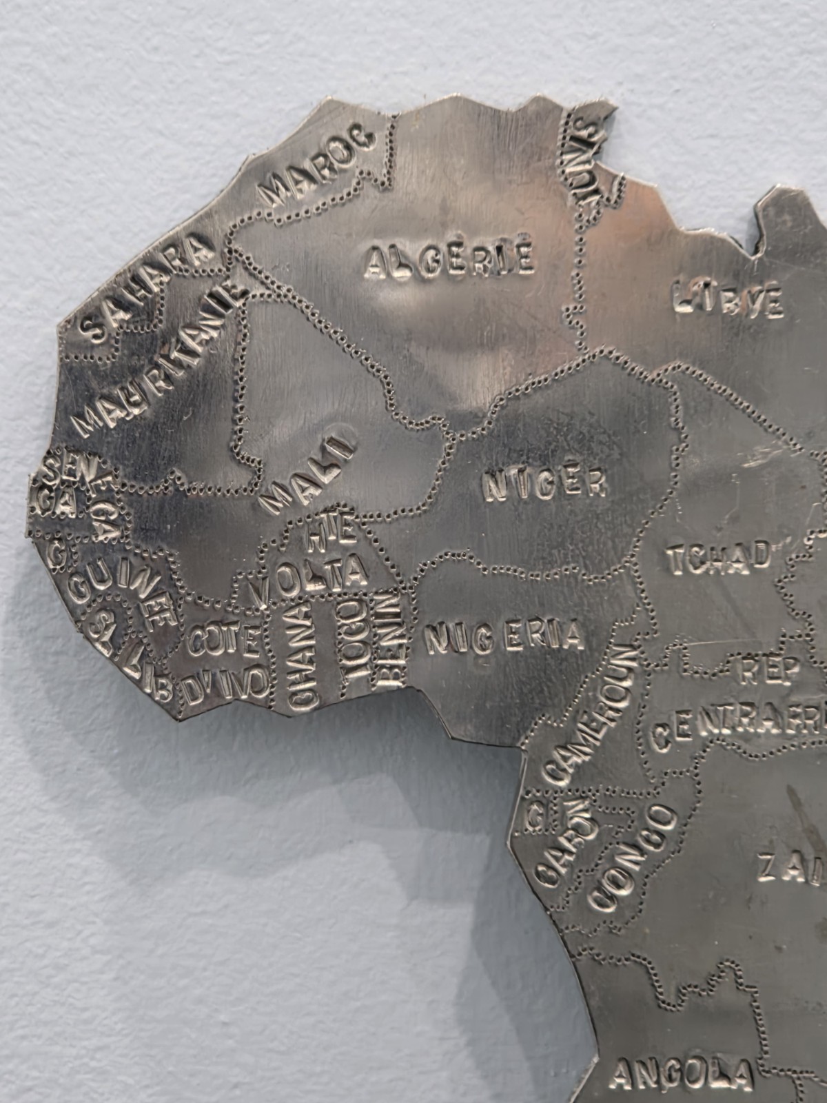 Vintage Steel Africa Map Unique Rare, Handmade, Ethnic Home Office Decor