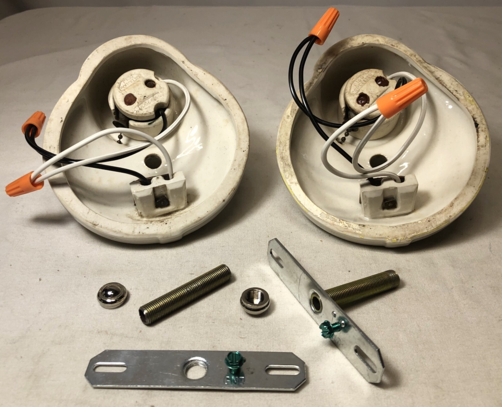 Vtg Porcelain Wall Sconce Pair Antique Ceramic Light Fixture Art Deco USA #i33