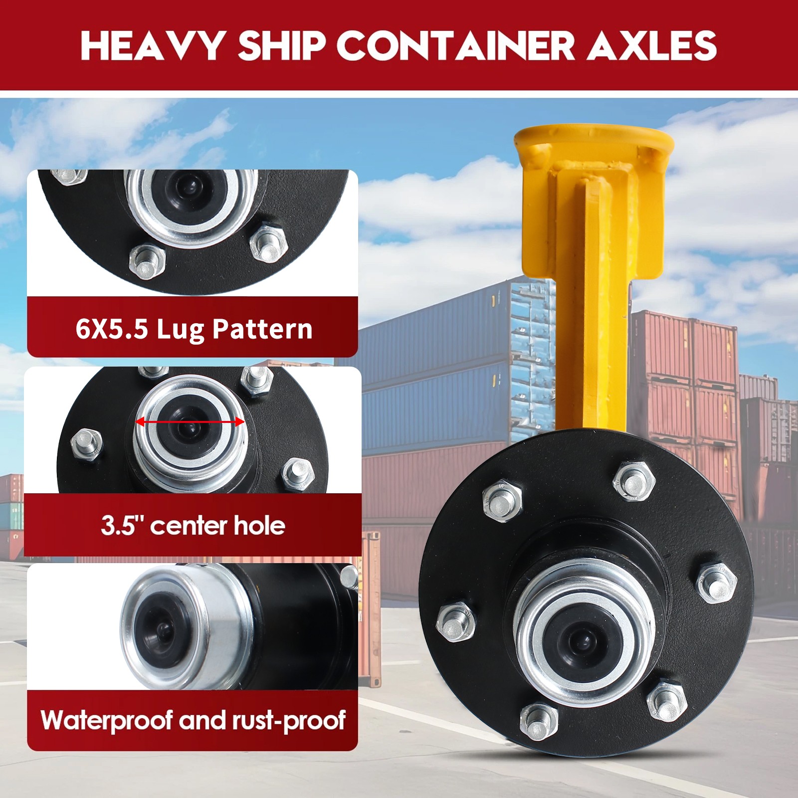 2Pack Shipping Container Wheels 6-Lug Wheels Kit, Shipping Container Accessories