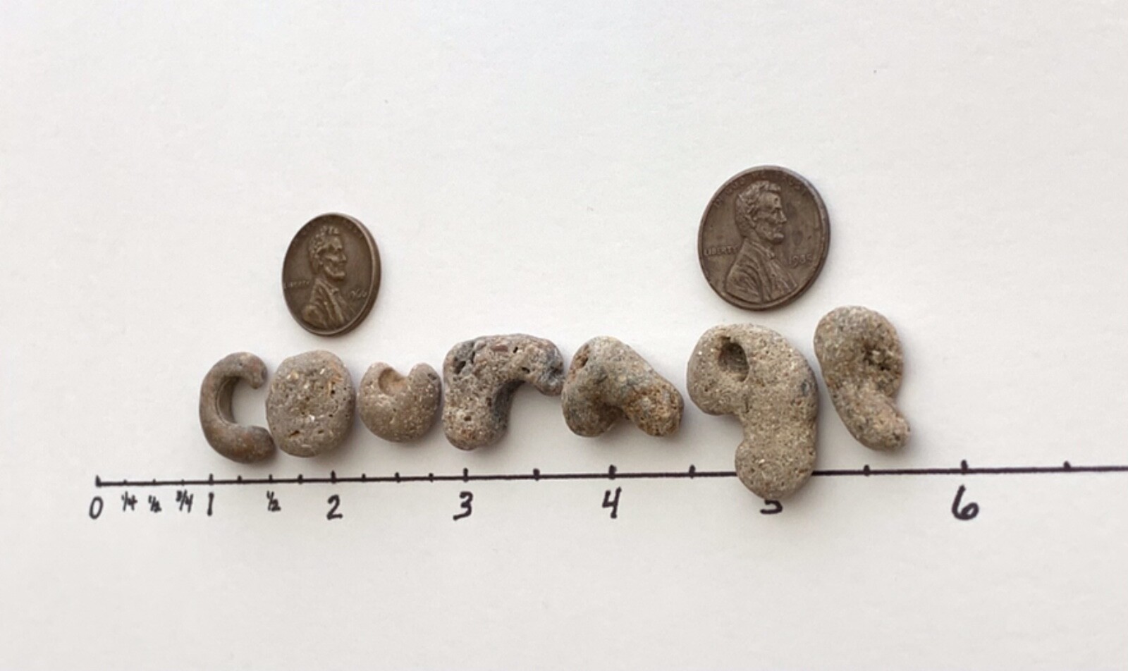 COURAGE Rocks Beach Stones Word Sign Natural Letter Shaped Pebble art craft USA