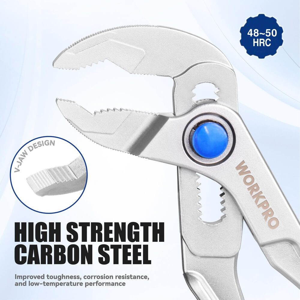 WORKPRO 4-inch Water Pump Plier Groove Joint Plier Adjustable Tongue 15-Position